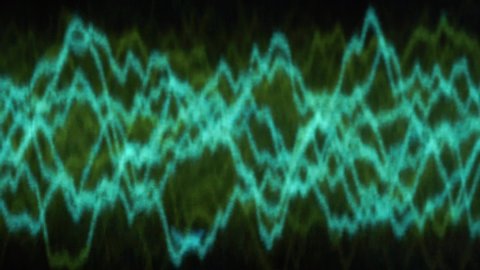 Audio signal on oscilloscope screen. Communication and electronics. Close up