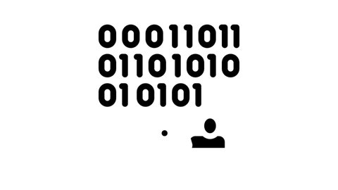 Data Scientist Worker Icon Animation Server And Web Site Research, Programmer And Data Scientist, Binary Code And Infographic