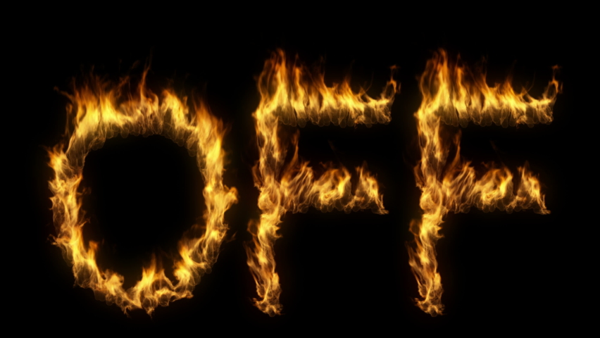 3D animation of word off text on fire with alpha layer | Shutterstock HD Video #1065165340