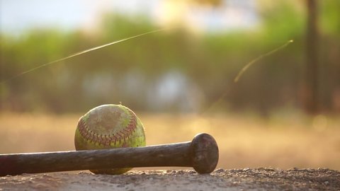 footage Slow Motion. Baseball and sunset