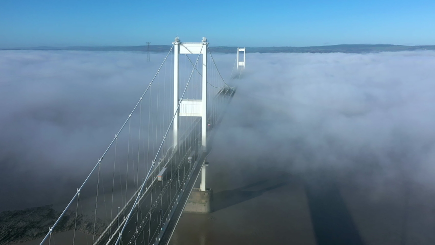 Severn Bridge crossing linking England and Wales, River Severn, Gloucestershire, England