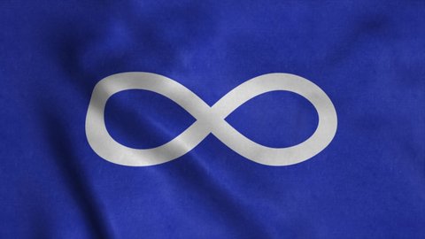Metis Blue Indian Flag, waving in wind. Realistic flag background