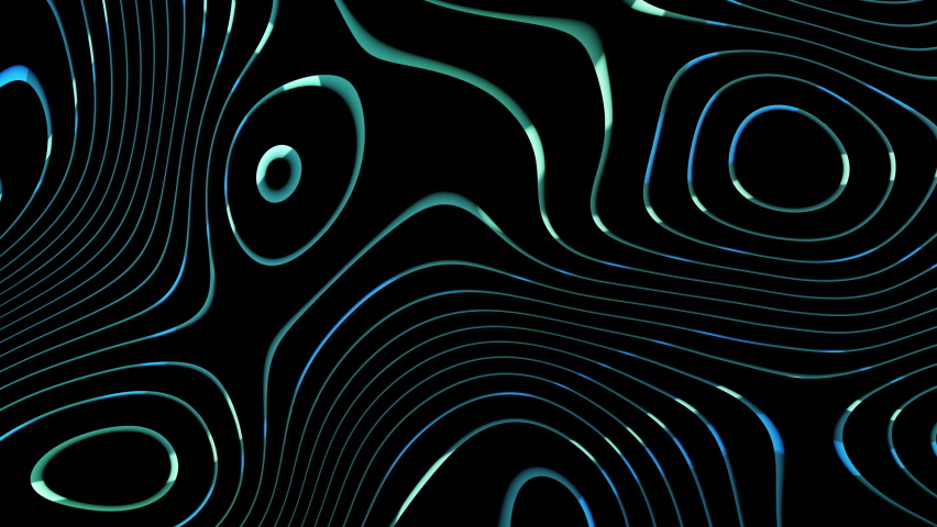 Endless dark colorful animation with motion effect of green waves pattern. Modern Liquid abstract background for business presentations or TV screensaver mode. Seamless loop, 4k 3840x2160, 60 FPS