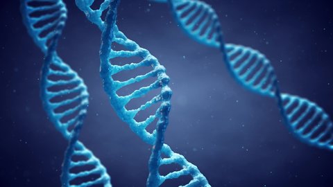 3d render animation of double helix DNA molecules, Molecular genetics and Genetic engineering concept