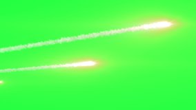 Multiple Asteroids or Rocket Falling From Sky Pack of 3 Clips on Green Screen background