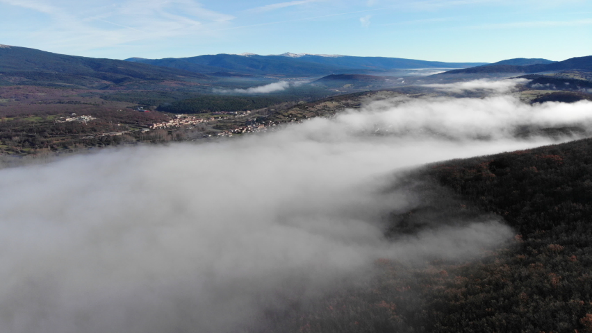 Foggy Valley Drone view Timelapse hyperlapse
