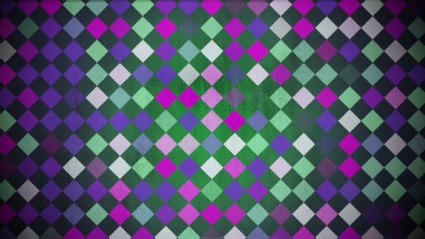 Checkered grunge background with purple, green and gray flashing intermittent