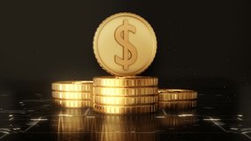 Dollar coin standing on circuit board concept business digital rich money working background.Golden Dollar coin technology 3d rendering - Powered by Shutterstock - Get 15% off with code: PIKWIZARD15