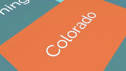 3d animation map showing the state of Colorado from the united states of America. Map of Colorado.
