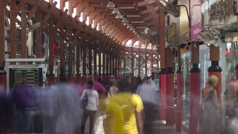 Dubai Gold Souq in deira district timelapse. People walking between shops. The souq consists of over 300 retailers that trade almost exclusively in jewellery