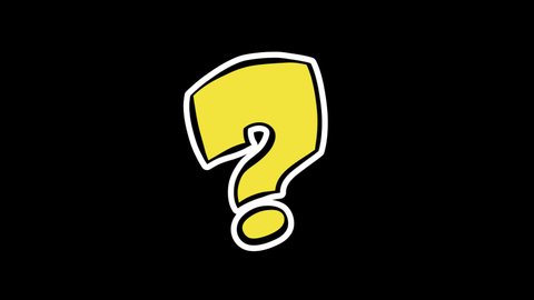 Question mark cartoon. Animated yellow question mark on a transparent background