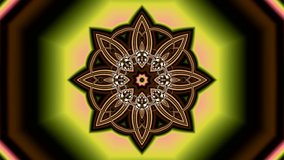 animation of a vintage shape in the form of a mandala with a variety of ornaments appearing in the center
