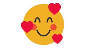 Smiling Face with 3 Hearts Flat Animated Emoji. Smiley Face Icon Animation on White Background. 4K Emoticon Motion Design Video. - Powered by Shutterstock - Get 15% off with code: PIKWIZARD15