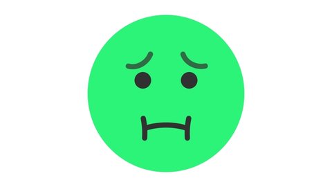 Nauseated Face Flat Animated Emoji. Smiley Face Icon Animation on White Background. 4K Emoticon Motion Design Video.