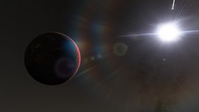 planet in space rotating animation