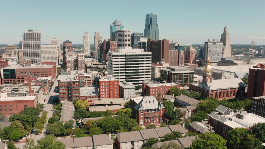 Over Downtown City Skyline Kansas City Missouri 