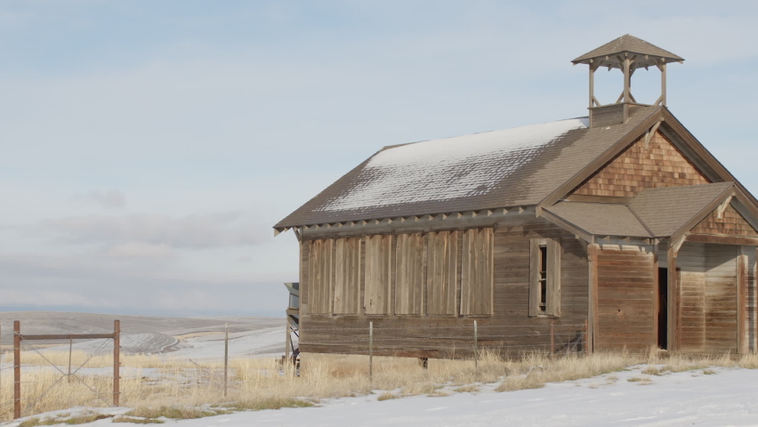 One Room School House in Winter near The Dalles Oregon - Shallow DOF
