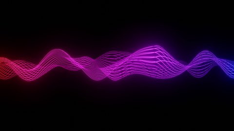Colorful animation of audio visualizer on black background. Color music equalizer on dark background.