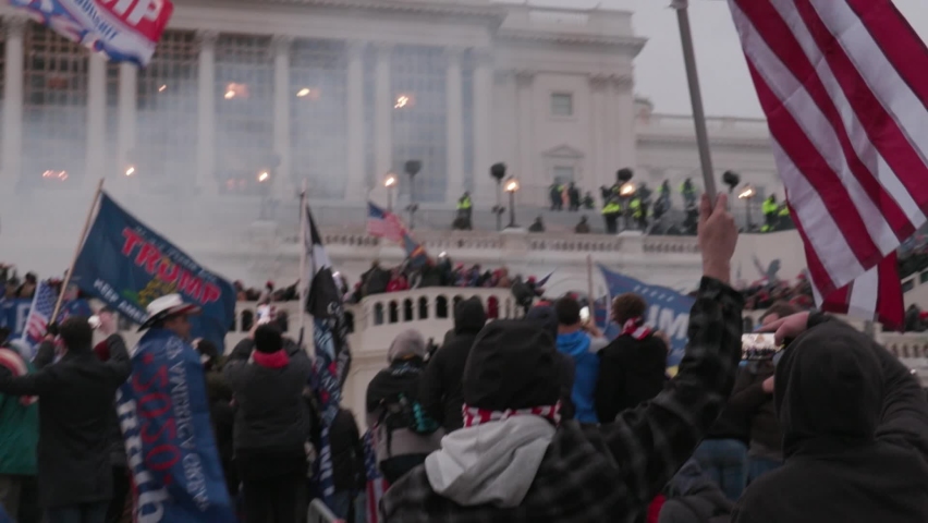 Washington DC, District of Columbia, USA - January 6 2021: mob of Trump supporters breaches Capitol Building during insurrection 