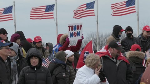 Washington DC, DC, USA - January 6 2021: Trump supporters attend a Save America Rally at the Washington Monument before the inssurection