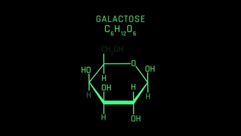 Galactose Molecular Structure Symbol Neon Animation on black background