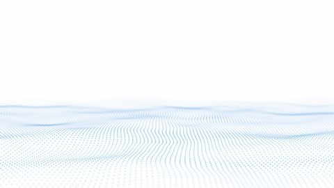 Blue digital wave pattern. Blue 3d lines landscape on white background. 4k seamless loop 