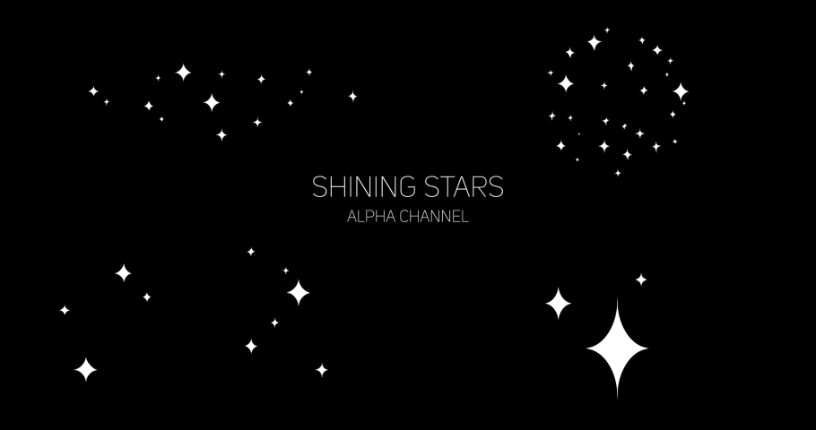 Hand drawn shining stars. Set of animated cartoon white sparkles in doodle style on transparent background. Alpha channel. Looped stickers for videos. A cloud of cosmic shining dust. Royalty-Free Stock Footage #1065332965