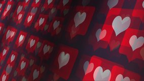 Heart likes backdrop animation. An Abstract social media 3D illustration concept