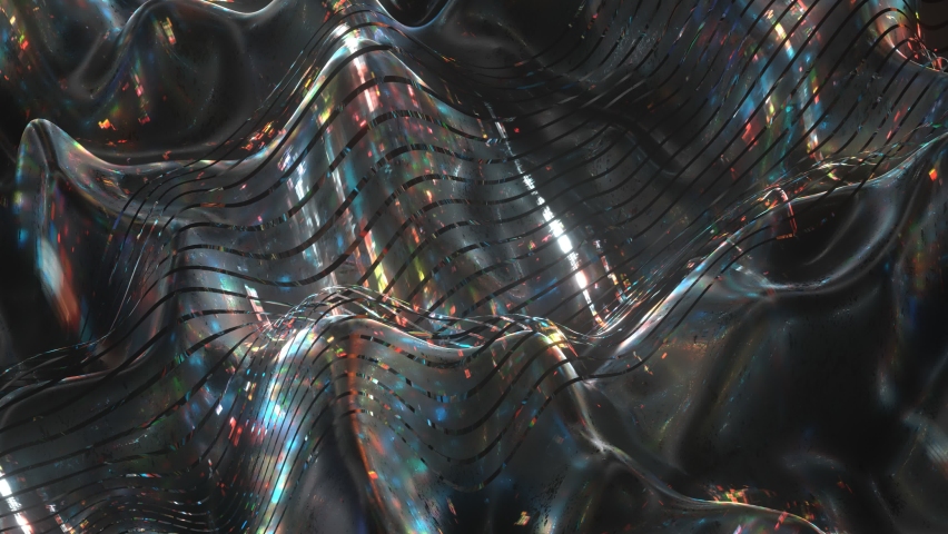 Glitch digital dynamic wave. Abstract futuristic background. Seamless loop 3D render animation