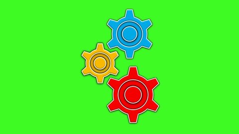 Spinning gear animation with green screen background