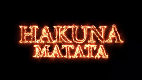 Hakuna Matata - Electric Fire lighting text animation on black background. Burning Letters - 3D Render