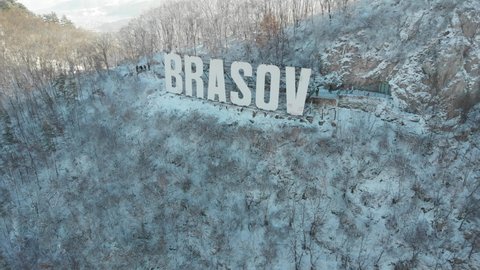  Brasov sign is a Romanian local landmark and cultural icon overlooking the city