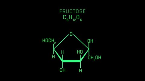 Fructose Molecular Structure Symbol Neon Animation on black background