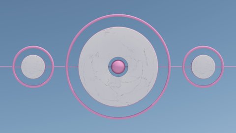 Marble and pink rings rotating. Abstract animation, 3d render.