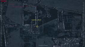 GPS location scanning or tracking by SIM card signal. Spy security program interface. Moving target dynamic indicator. Special data. Satellite or drone map view. Futuristic 4K concept. 3D animation  - Powered by Shutterstock - Get 15% off with code: PIKWIZARD15