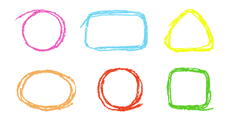 Circle mark set. Hand drawn doodle colorful round, square element. Crayon, chalk or pencil marker note frame for selecting text isolated transparency with alpha channel. 4K animation circle line pack Royalty-Free Stock Footage #1065398416