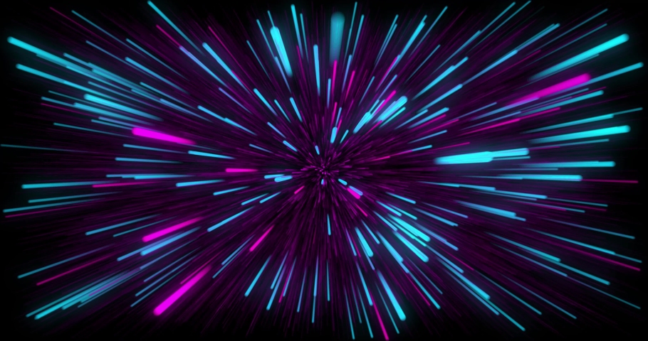 Neon space time warp with glowing stars. Abstract time warp concept. Speed and space represented with dots and lines animated. Distortion of space | Shutterstock HD Video #1065399340