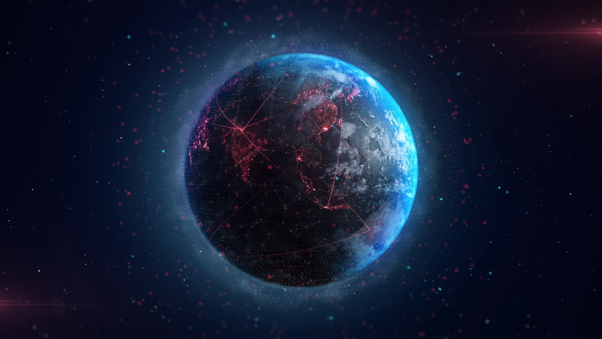 Connections Ai Network on Red Line 3d Earth Animation Background. Virus Attack Warning in Digital World. Concept Global Spread of Epidemic Infected or Hacking. Humanity Connections Security Blockchain Royalty-Free Stock Footage #1065406396