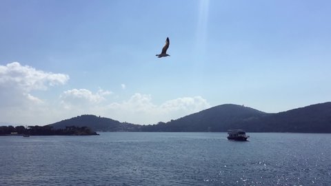 Video clip filmed from moving boat in Sea of Marmara in Turkey.