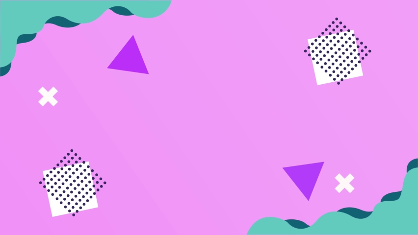 geometric figures and color memphis style in purple light background ,4k video animated