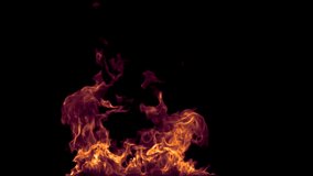 Fire video effect, steady fire effect, isolated on black background