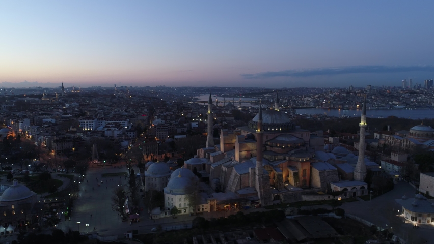 aerial view of the hagia sophia mosque
