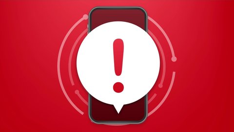 Alert message mobile notification. Danger error alerts, smartphone virus problem or insecure messaging spam problems notifications. illustration.