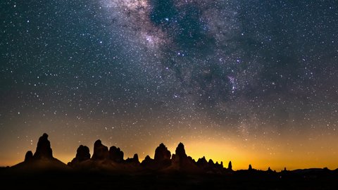 Milky Way Galaxy South Sky 35mm Aquarids Meteor Shower 2019 Sunrise Trona Pinnacles California Pan Right