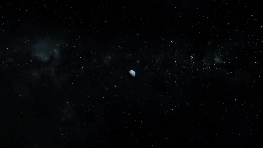 Fast tracking in Earth from space. Falling to the Earth planet view concept. Breathtaking 3d gravity illustration in 4k. Planet flying through the space