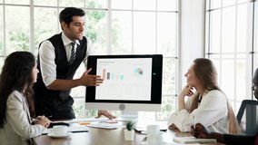 Brainstorming of business team discussing project of online sale website store. Meeting of business team of unicorn Start Up E-Commerce online company. Young leader discussing with employee on meeting - Powered by Shutterstock - Get 15% off with code: PIKWIZARD15