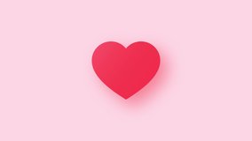 4K Heartbeat on pink and Alpha background. Cute Red heartbeat animation