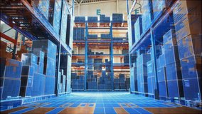 Future Technology 3D Concept. Complete Digitalization and Automatization of Retail Warehouse. AGV Robots Moving Cardboard Boxes in Logistics Center. Automated Guided Vehicles Delivering Packages - Powered by Shutterstock - Get 15% off with code: PIKWIZARD15