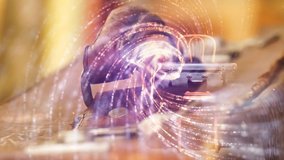 leather suitcase and suitcase handle a stream of luminous particles, a cycle of a stream of luminous particles light effects moving and flexible lines in abstract style  - Powered by Shutterstock - Get 15% off with code: PIKWIZARD15