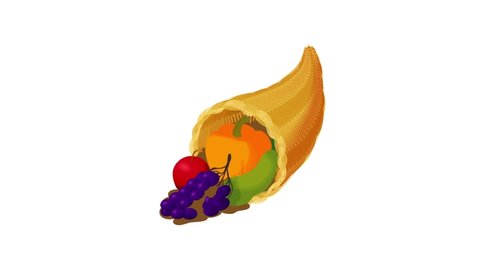 Cornucopia with fruit icon animation best object on white background